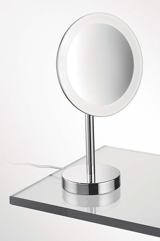 Зеркало круглое d20см, настольное косметическое, 3-х кратное увеличение, на поворотном кронштейне, с LED (220V) подсветкой, Colombo ZZ