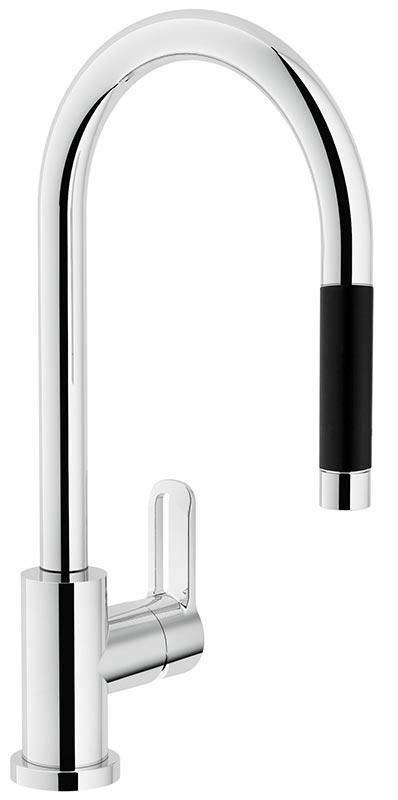 Смеситель для кухни, с выжвижным душем, (цв.хром), New Road ZZ