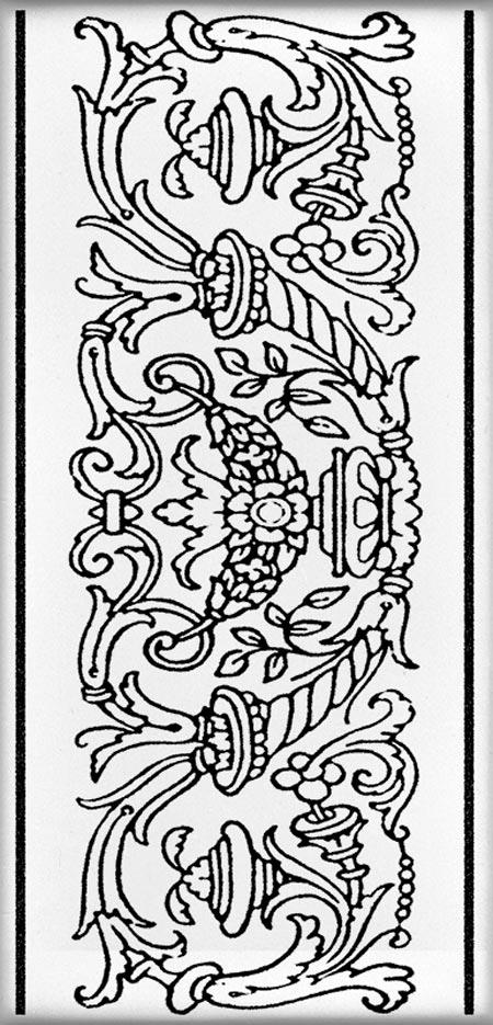 Декор Авеллино белый античный узор XX|7.4х15