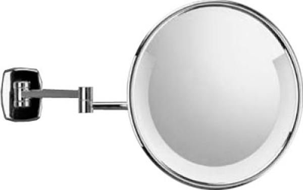 Зеркало косметическое, настенное, на подвижн. двойном кроншт. 415мм, d 245мм, с подсветкой, провод, эл.вилка,крепл. в компл.(цв.хром),Classic Light ZZ