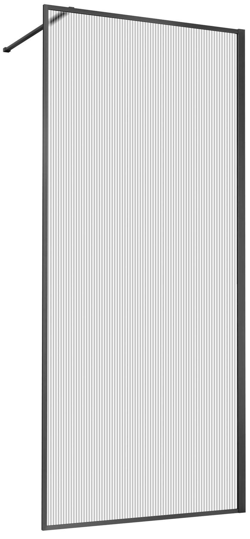 Душевая перегородка 1000хh2000мм, правая/левая, (стекло рифленое 8мм Easy Clean, укорачиваемый кронштейн 1200мм, фурнит.цв.вороненая сталь),Walk-In ZZ