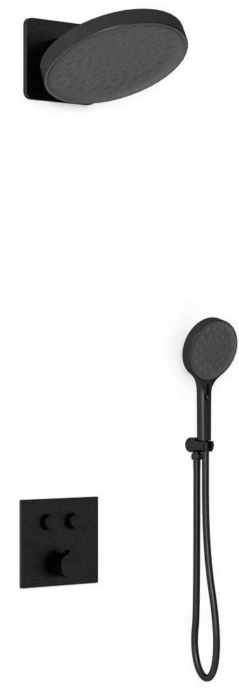 Душевой к-т: смеситель встр.в стену, верхний душ 300х300мм, ручн.душ, шланг, кронштейн совмещ. со шланг.подсоед., (цв.черный матовый), Vincea ZZ