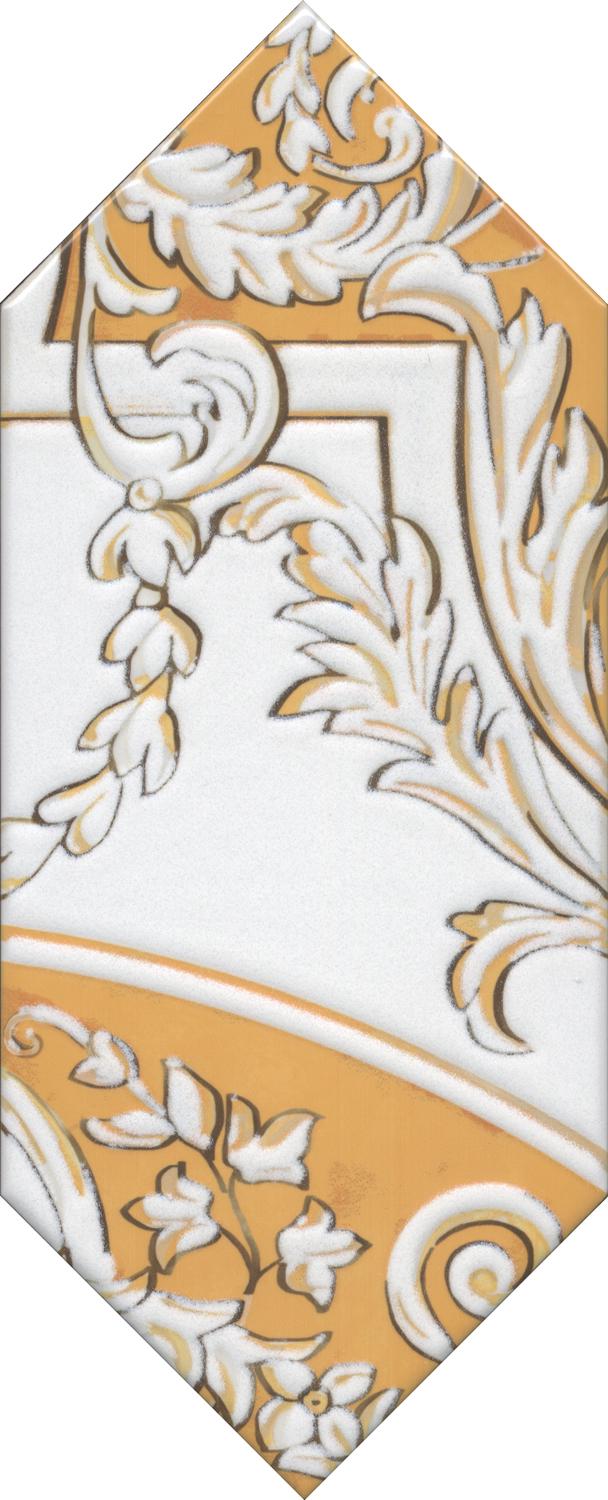 Декор Алмаш 1 жёлтый глянцевый |14х34