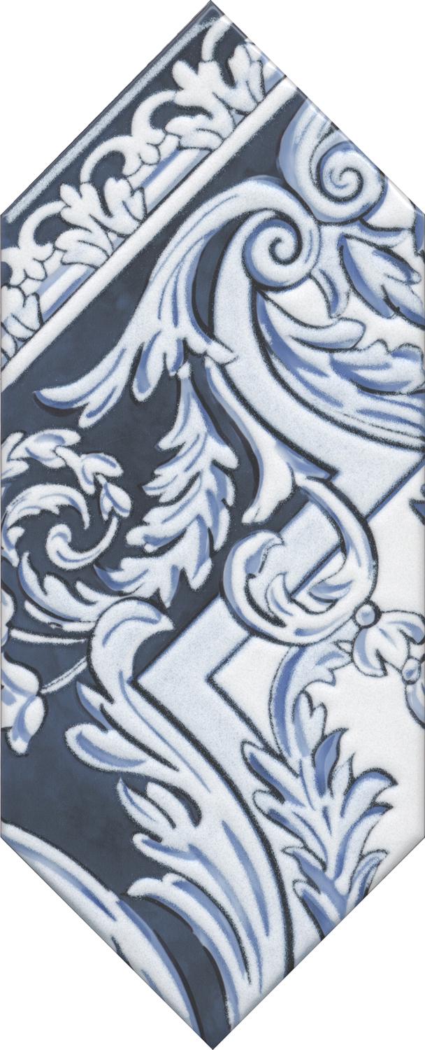 Декор Алмаш 4 синий глянцевый 14х34