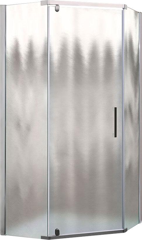 Душевой уголок 1000х1000хh1950мм, 5-ти угольный, распашная дверь правая/левая, с 2 неподв.сегментами, (стекло шиншила 6мм, фурн.цв.хром), Stresa ZZ