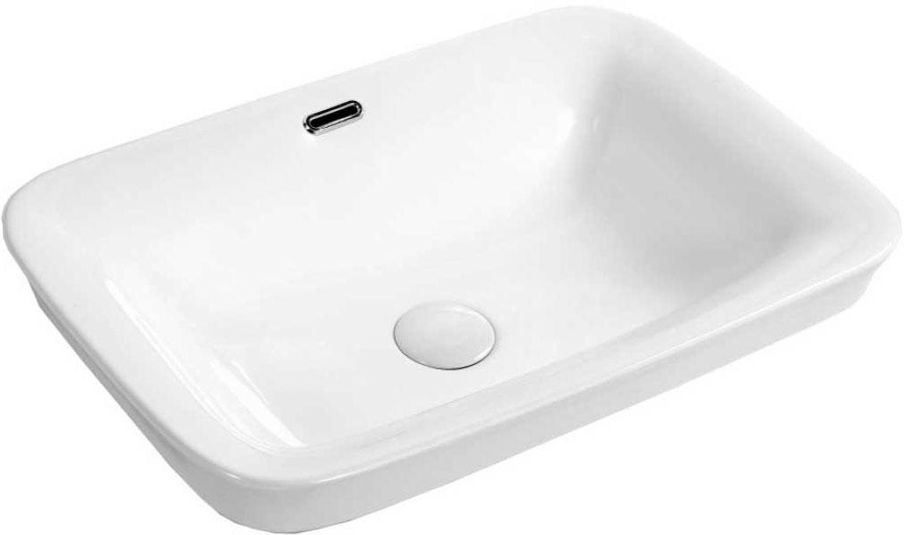 Раковина полувстраиваемая 580х400х150 мм, без отверстия для смесителя, без перелива, (цв.белый глянец), Vincea ZZ
