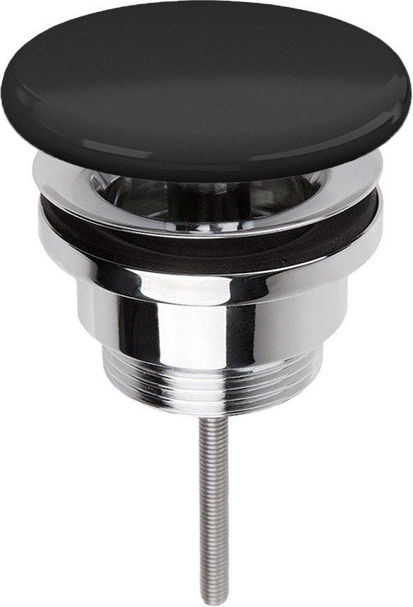 Донный клапан для раковины, универсальный, нажимной, (крышка керамика цв.черный матовый), Simas ZZ