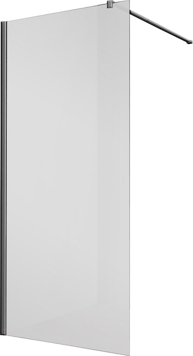 Душевая перегородка 1200хh2000мм, правая/левая, (стекло тонированное 8мм, поперечн. укорачиваемый кронштейн 1200мм, фурнит.цв.ворон.сталь), Walk-In ZZ