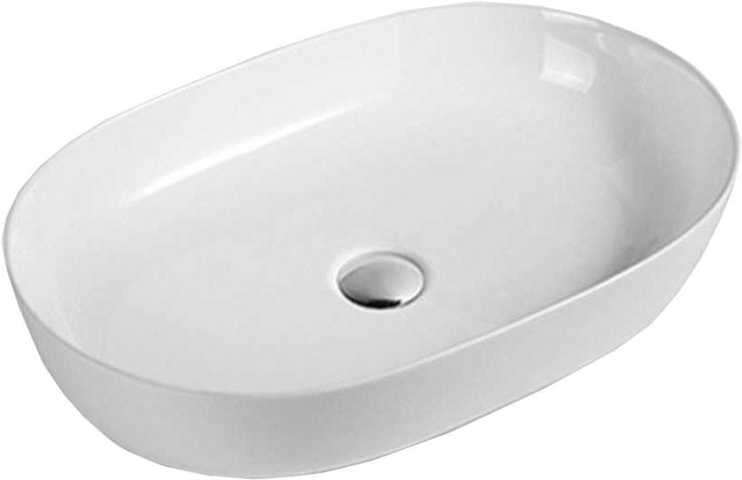 Раковина накладная 600x400xh135мм, без отверстия для смесителя, без перелива, (цв.белый глянец), Vincea ZZ