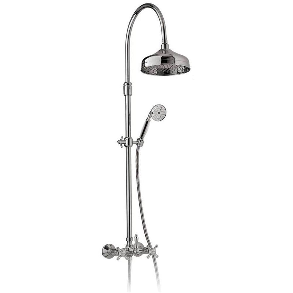 Смеситель для душа, со стац. верхним душем 20см, (цв.хром), (2 ручки с белыми пластиковыми вставками SO - Sogno), Old italy ZZ