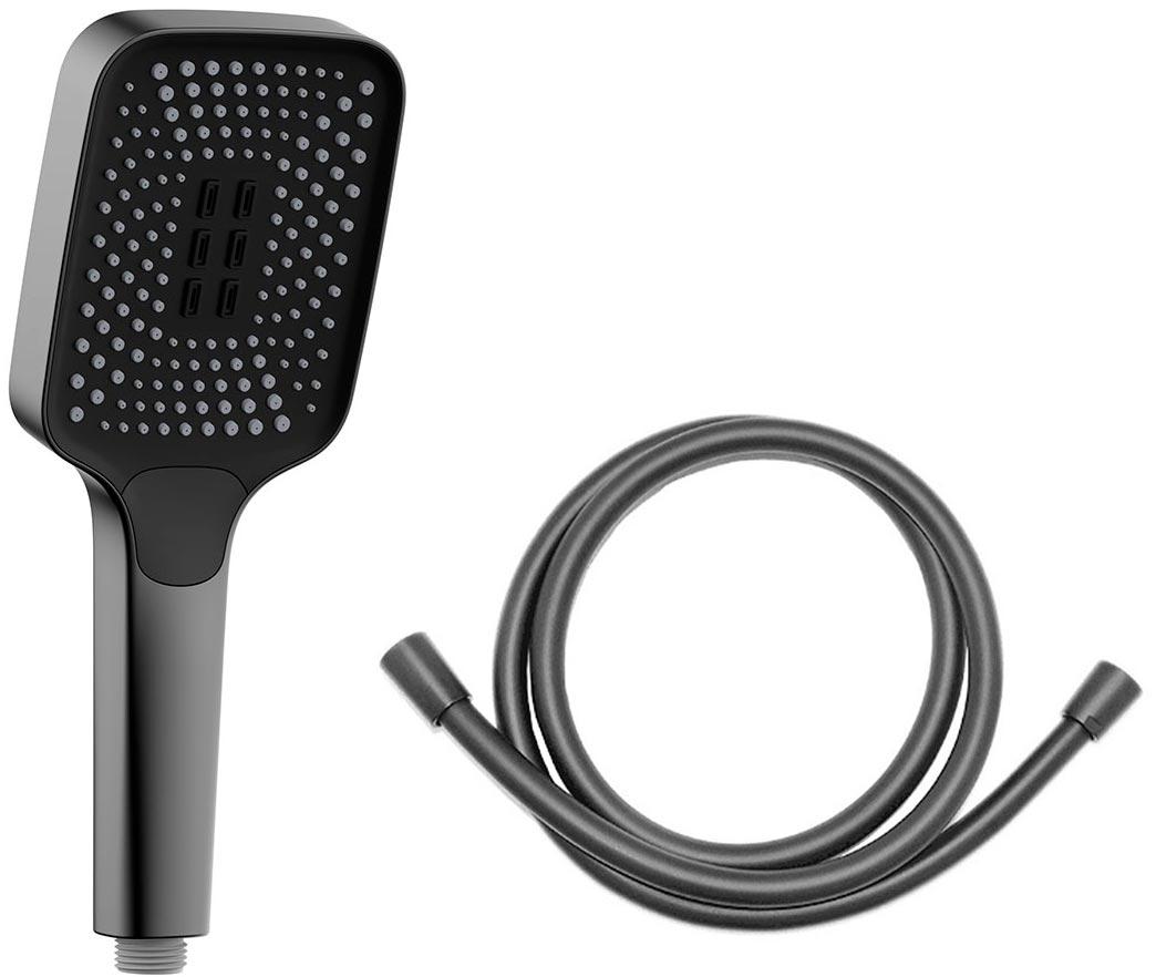 Душевой к-т: смеситель встр.в стену, верхний душ 315х210мм, излив, ручн.душ, шланг, полочка совмещ. со шланг.подсоед., (цв.воронен.сталь), Vincea ZZ