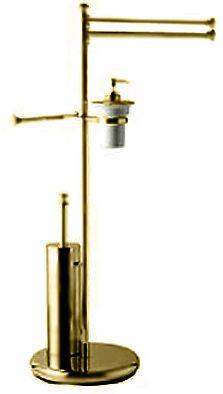 Стойка напольная с двойным полотенцедержателем, керамическим дозатором, держат. т/б и ёршиком (цв.бронза/керамика) Harmony ZZ