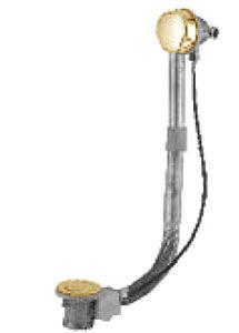 Слив-перелив для стандартной ванны, автом., БЕЗ колена, пластик (ручка, пробка метал. цв.золото), 3М ZZ