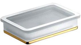 Мыльница настольная 12,8х8,5хh2,9см (цв. золото / стекло мат.) Lulu ZZ