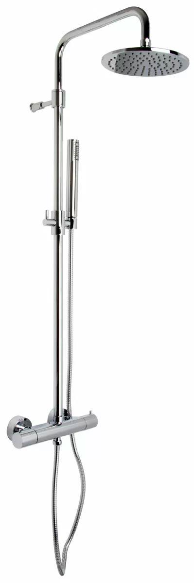 Смеситель для душа термостатический, внешний с верхним душем и душевым комплектом (цв.хром), ZZ