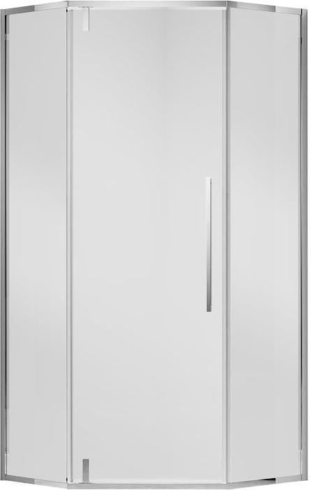 Душевой уголок 1000х1000хh1950мм, 5-ти угольный, распашн.дверь правая/левая, с 2 неподв.сегмент.(ст.прозр.6мм Easy Clean, фурнит.цв.хром), Slim-N ZZ