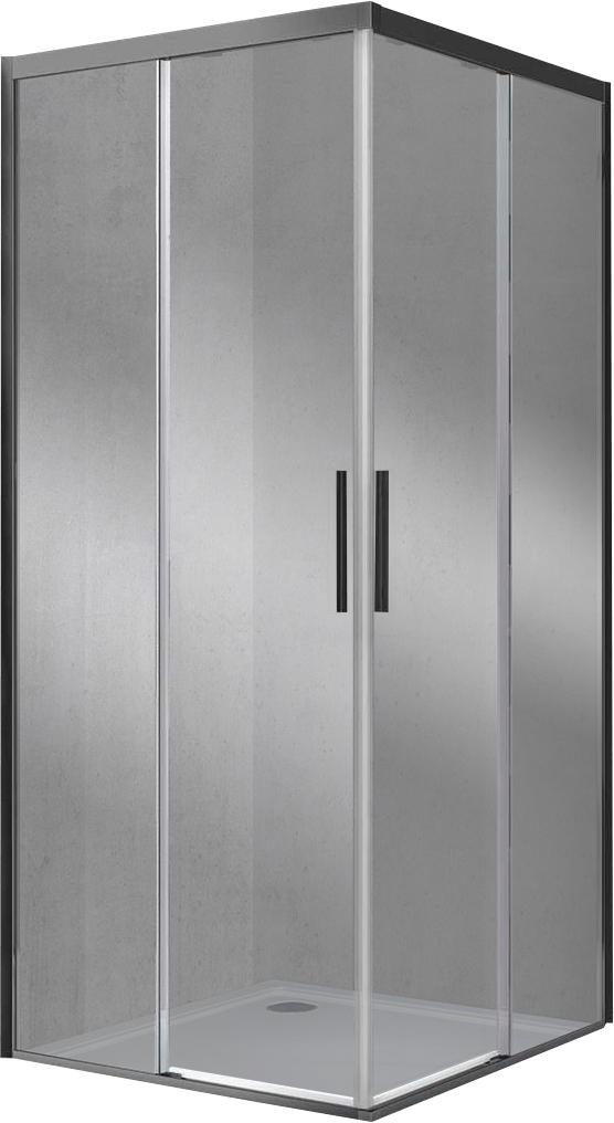 Душевой уголок 900x900хh1950мм, квадратн., раздвижные двери, (стекло прозрачное 6мм Easy Clean, фурн.цв.вороненая сталь), Soft ZZ