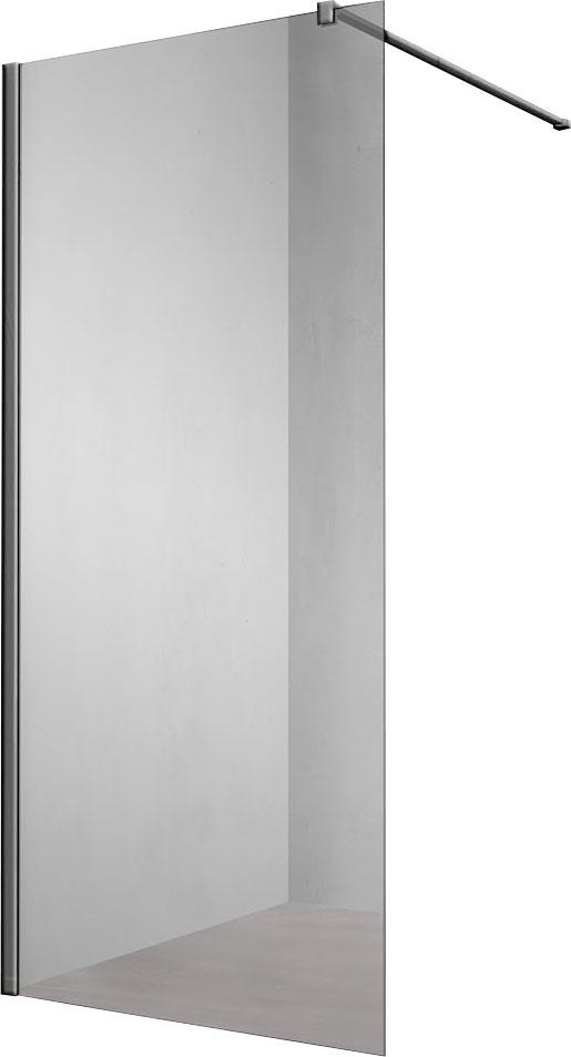 Душевая перегородка 600хh2000мм, правая/левая, (стекло прозрачное 8мм, поперечн. укорачиваем.кронштейн 1200мм, фурнит. цв.вороненая сталь), Walk-In ZZ