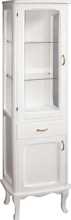 Пенал напольный 43х37хh168см с 1 выдв.ящиком и 2 дверками, петли слева, (цв.bianco puro, 3 компл.ручек в цвете бронза и керамика) Tiffany ZZ