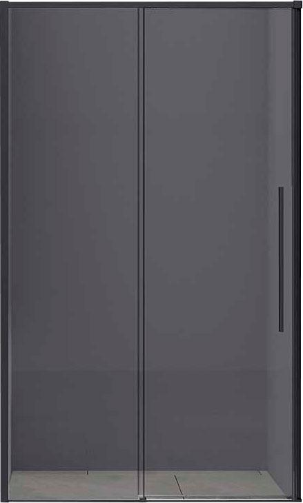 Дверь для душа, в нишу 1200хh1950мм, раздвиж, 1 дверь, 1 неподв.секция, правая/левая, (стекло тониров.6мм Easy Clean, фурн.цв.черный матов.),Slim-N ZZ