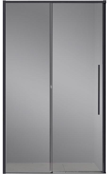 Дверь для душа, в нишу 1300хh1950мм, раздвиж, 1 дверь, 1 неподв.секция, правая/левая, (стекло прозрач.6мм Easy Clean, фурн.цв.черный матов), Slim-N ZZ