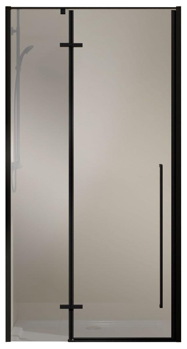 Дверь для душа в нишу, 900хh1950мм, распашная с неподв.сегментом, правая/левая, (стекло 6мм прозрачное, фурн.цв.черный матовый), Slim-N ZZ