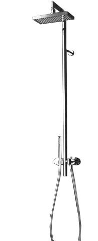 Смеситель для душа настенный, с верхним душем h127 х вылет 44,5см, в компл: шланг, лейка д/д, (хром) Cut ZZ