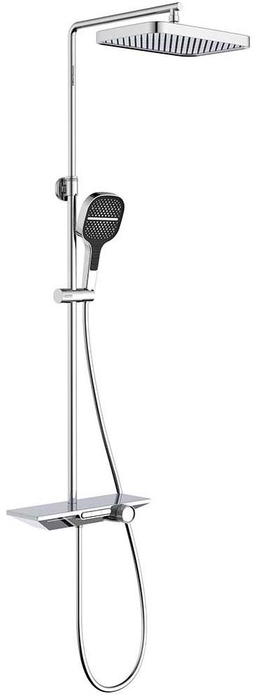 Смеситель для ванны(душа), со стационарным верхн.душем 33х22см., душевая лейка, шланг в компл., (цв.хром), Vincea ZZ