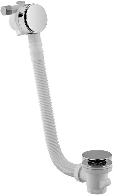 Слив-перелив для ванны, удлиненный, с функц.наполнения ванны, (ручка управлен. и пробка слива цв.белый матовый), FIMA Carlo Frattini ZZ