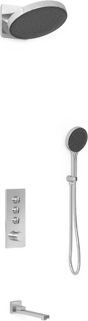 Душевой к-т: смес-термостат с перекл., встр.в стену, верхн.душ, ручн.душ, шланг, кронштейн, шланговое подсоед,, поворотн.излив, (цв.хром), Vincea ZZ