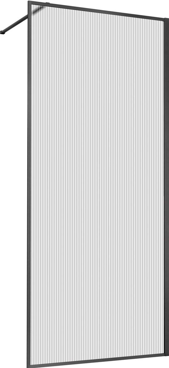 Душевая перегородка 800хh2000мм, правая/левая, (стекло рифленое 8мм Easy Clean, укорачиваемый кронштейн 1200мм, фурнит.цв.вороненая сталь), Walk-In ZZ