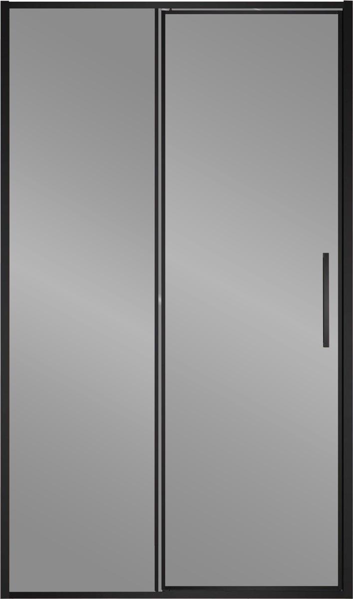 Дверь для душа, в нишу 1200хh1950мм, распашная, 1 дверь, 1 неподв.секция, правая/левая, (стекло прозр.8мм Easy Clean, фурн.цв.черный мат.),Slim 8mm ZZ