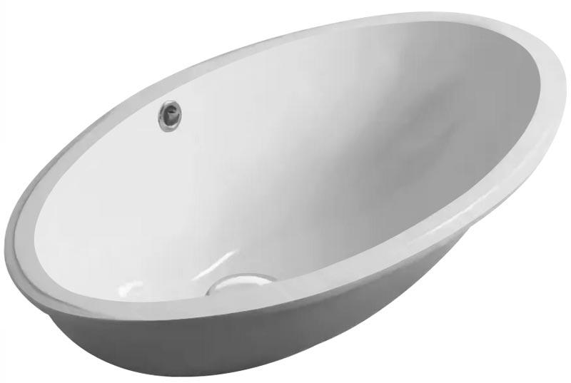 Раковина 66х39cм, без отверстия для смесителя, устанавливаемая под столешницу снизу, с переливом, крепёж в компл., (цв. белый), Spazio ZZ