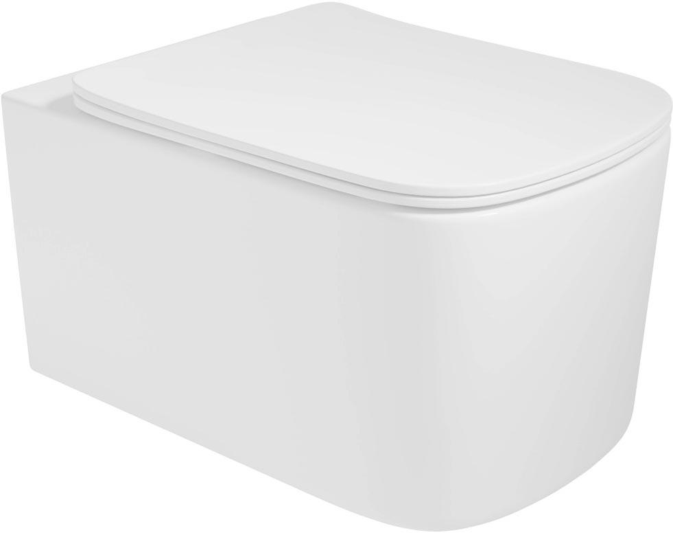 Унитаз подвесной, безободковый, 555x375x335мм, смыв Tornado, сиденье ультратонкое с микролифтом, крепеж в компл., (цв.белый), Ultra ZZ