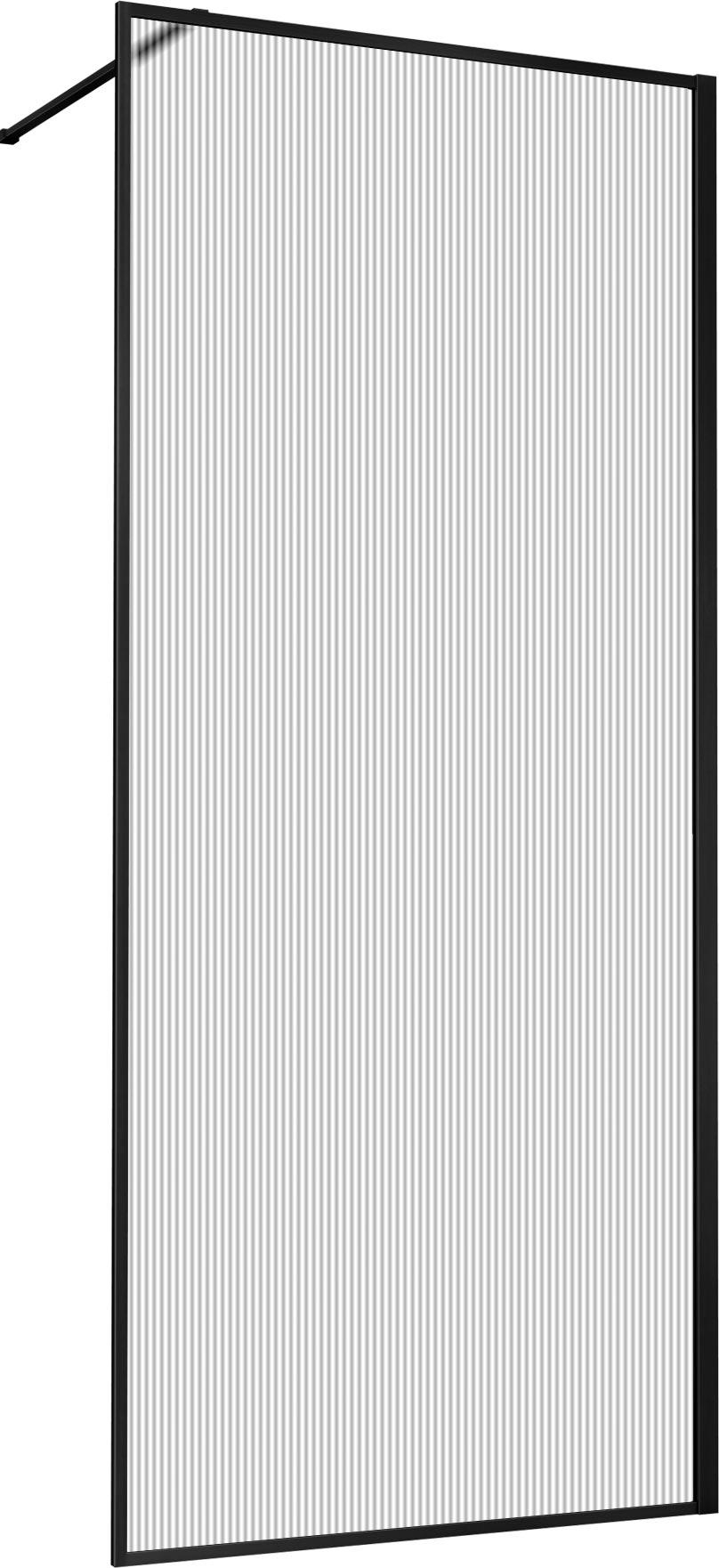 Душевая перегородка 1000хh2000мм, правая/левая, (стекло рифленое 8мм Easy Clean, укорачиваемый кронштейн 1200мм, фурнит.цв.черный матовый),Walk-In ZZ