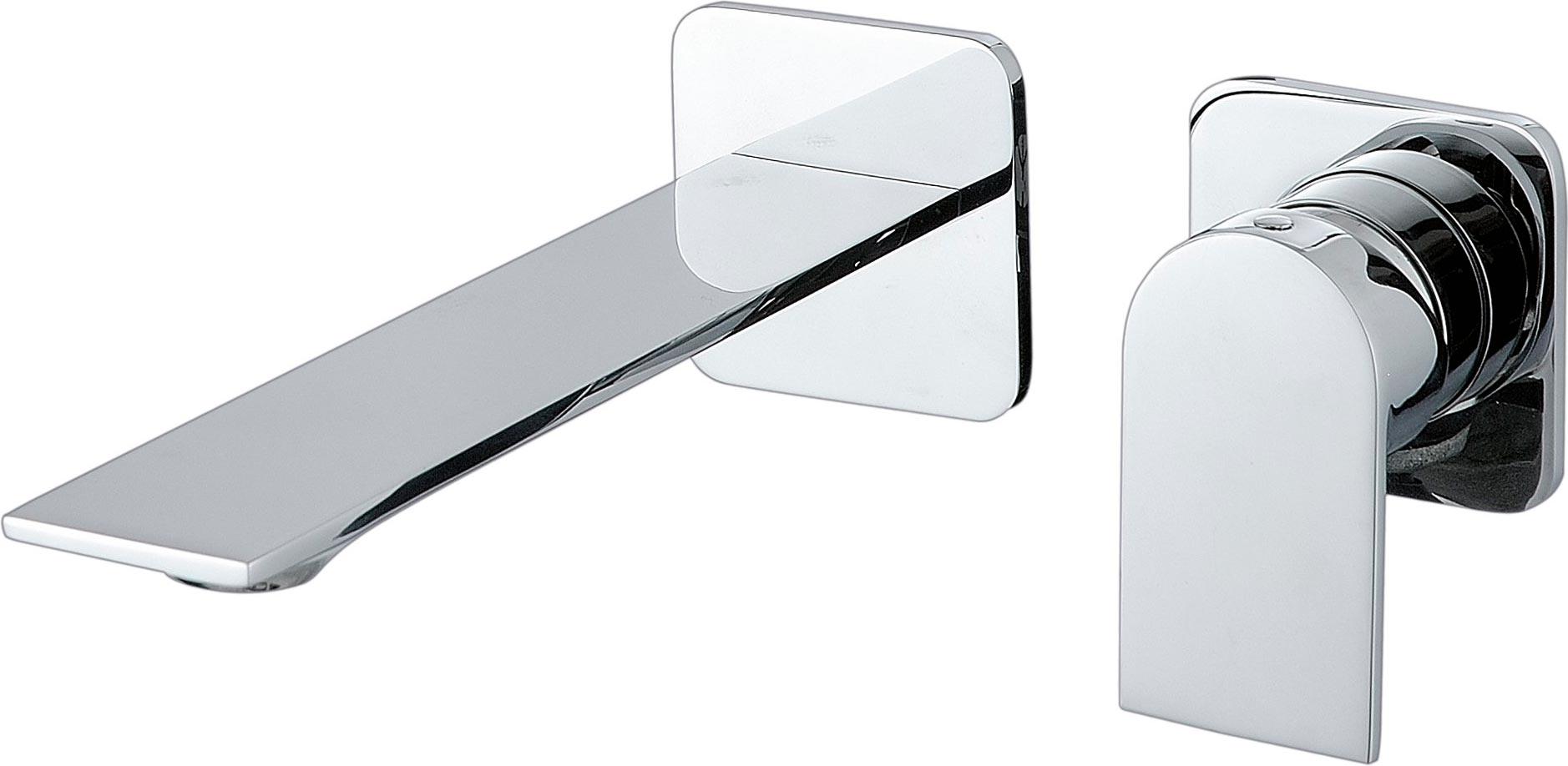 Смеситель для раковины, встраиваемый в стену, излив 186мм слева, ручка справа, (цв. хром), Ran ZZ