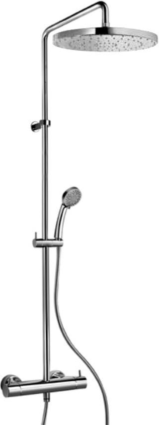 Смеситель-термостат для душа, со стационарным верхн.душем d25см., душевая лейка, шланг в компл., (цв.хром), Cox ZZ