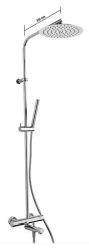 Смеситель-термостат для ванны, со стационарным верхн.душем d20см., душевая лейка, шланг в компл., (цв.хром), Cox ZZ