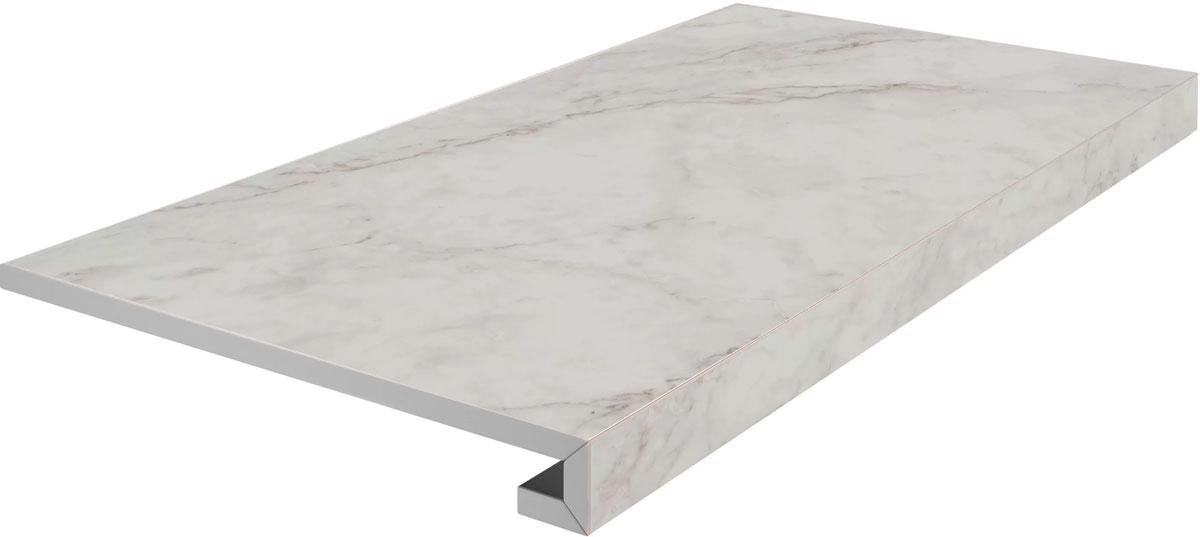 Ступень фронтальная клееная Тубкаль белый матовый обрезной 33x60x0,9