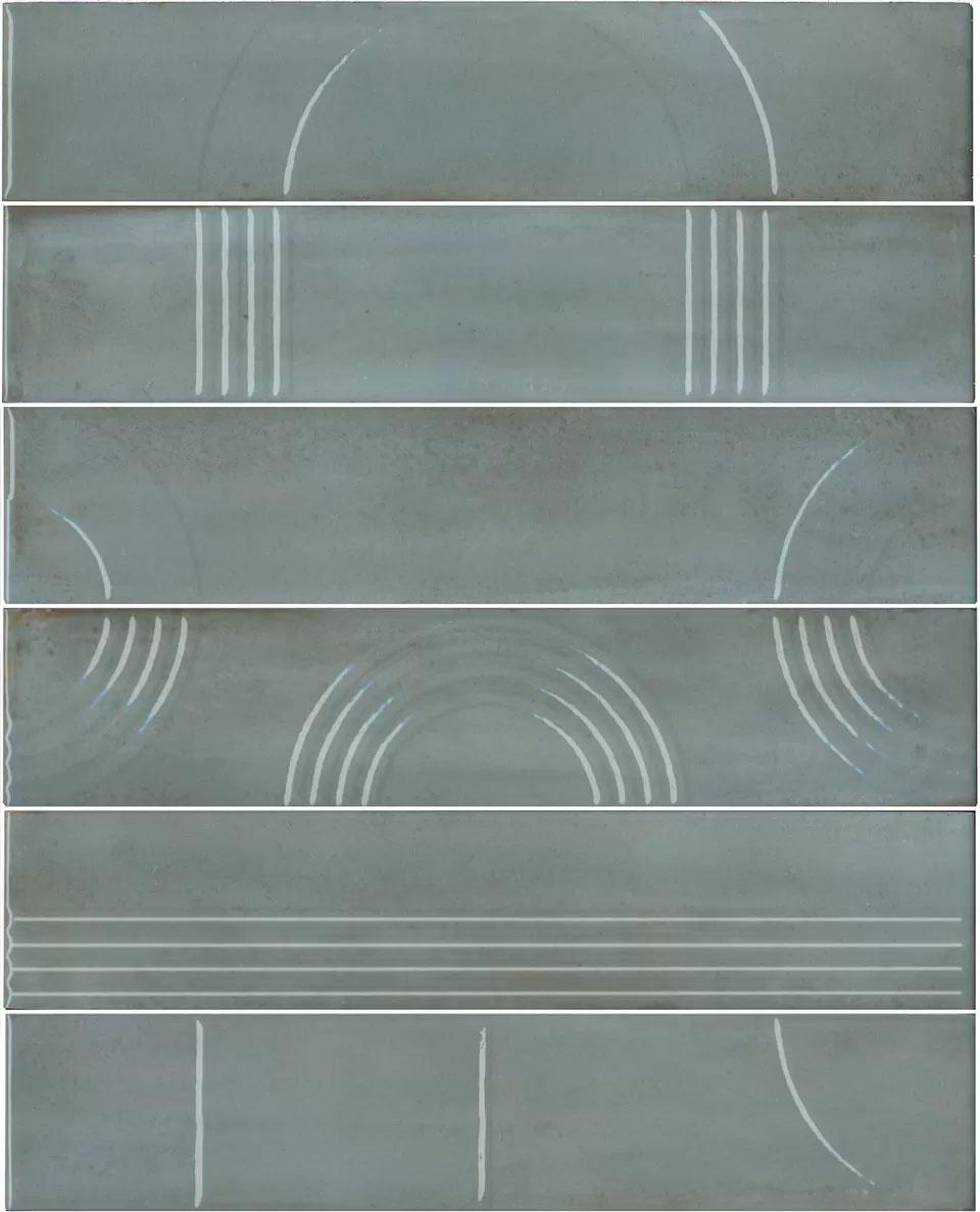 Панно Мажорель голубой глянцевый (из 6 частей 6х28,5) 36x28,5x1