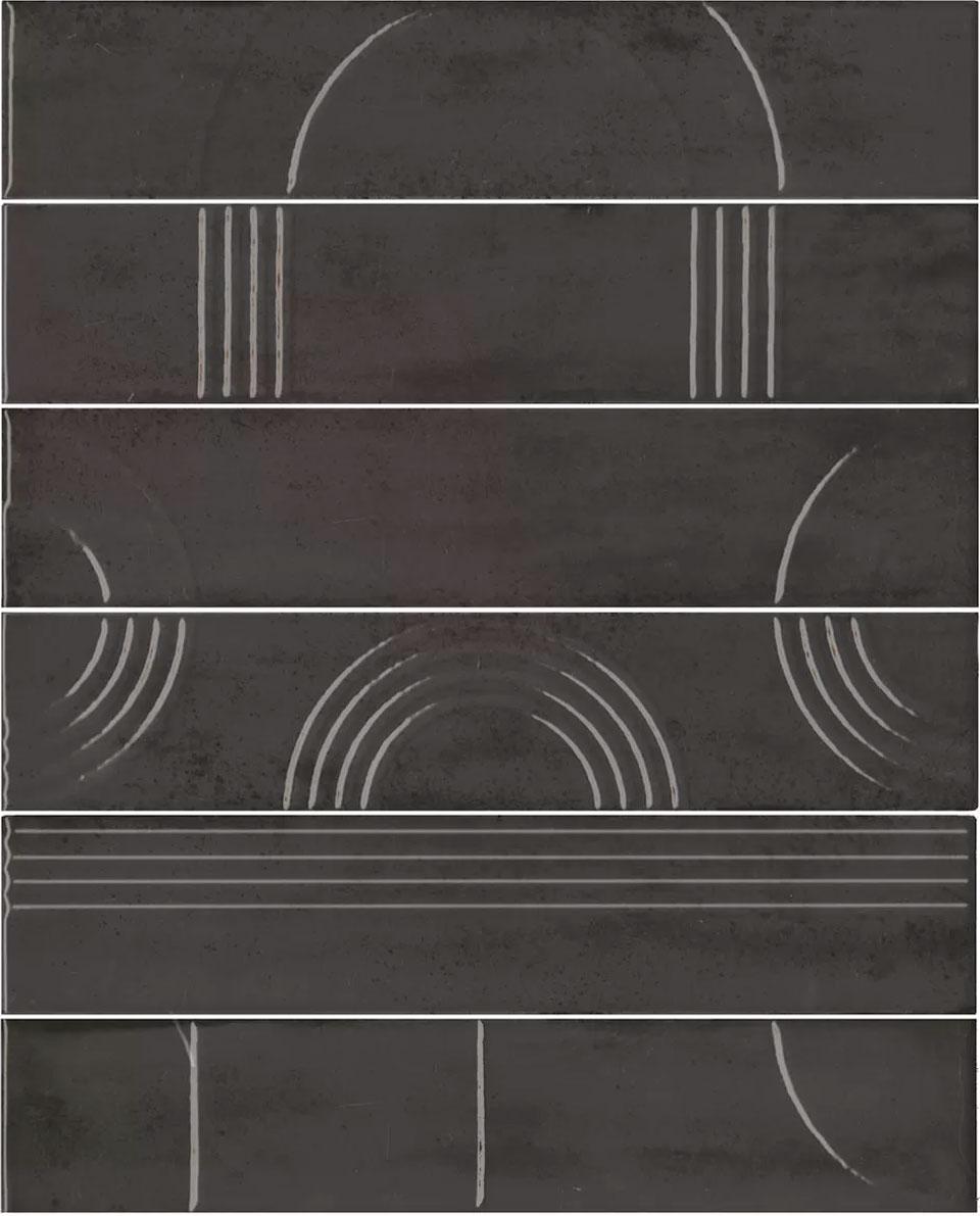 Панно Мажорель чёрный глянцевый (из 6 частей 6х28,5) 36x28,5x1