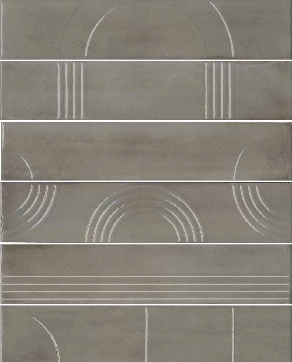 Панно Мажорель серый глянцевый (из 6 частей 6х28,5) 36x28,5x1