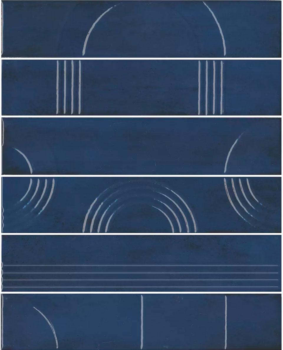 Панно Мажорель синий тёмный глянцевый (из 6 частей 6х28,5) 36x28,5x1