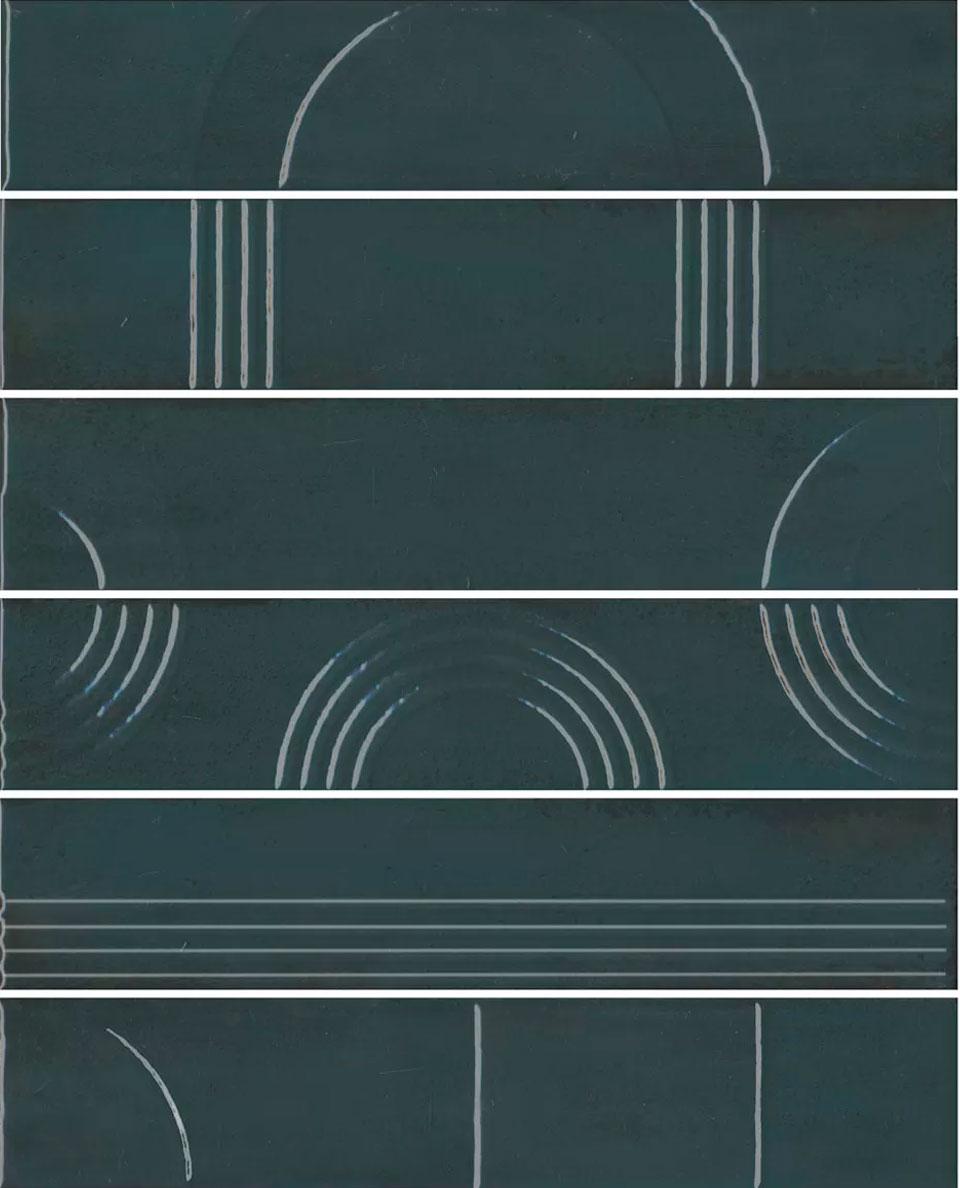 Панно Мажорель зелёный тёмный глянцевый (из 6 частей 6х28,5) 36x28,5x1