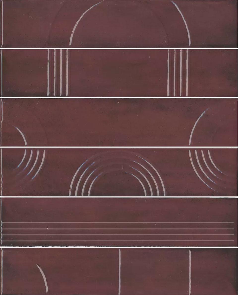 Панно Мажорель бордовый глянцевый (из 6 частей 6х28,5) 36x28,5x1