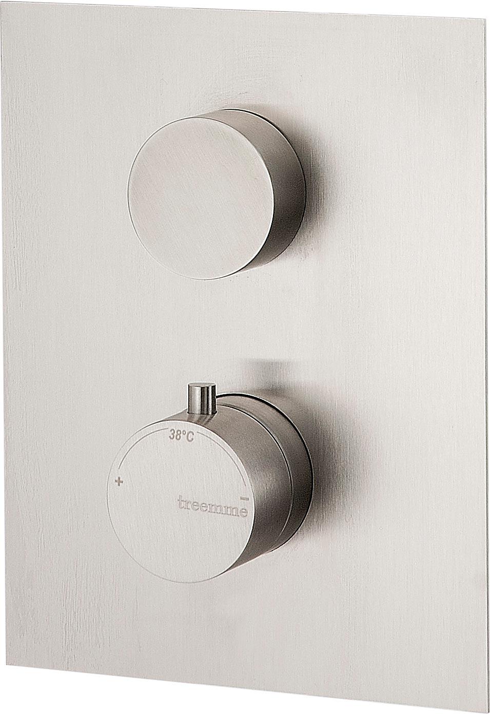 Смеситель-термостат для душа, встраиваемый в стену, на 1 потребителя, (цв. тертая сталь), 5mm ZZ