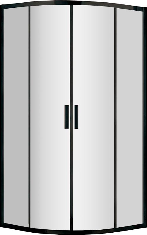 Душевой уголок 900х900xh1900мм, 1/4 круга, стекло прозрачное 6мм, фурн.цв.черный мат.), Garda ZZ