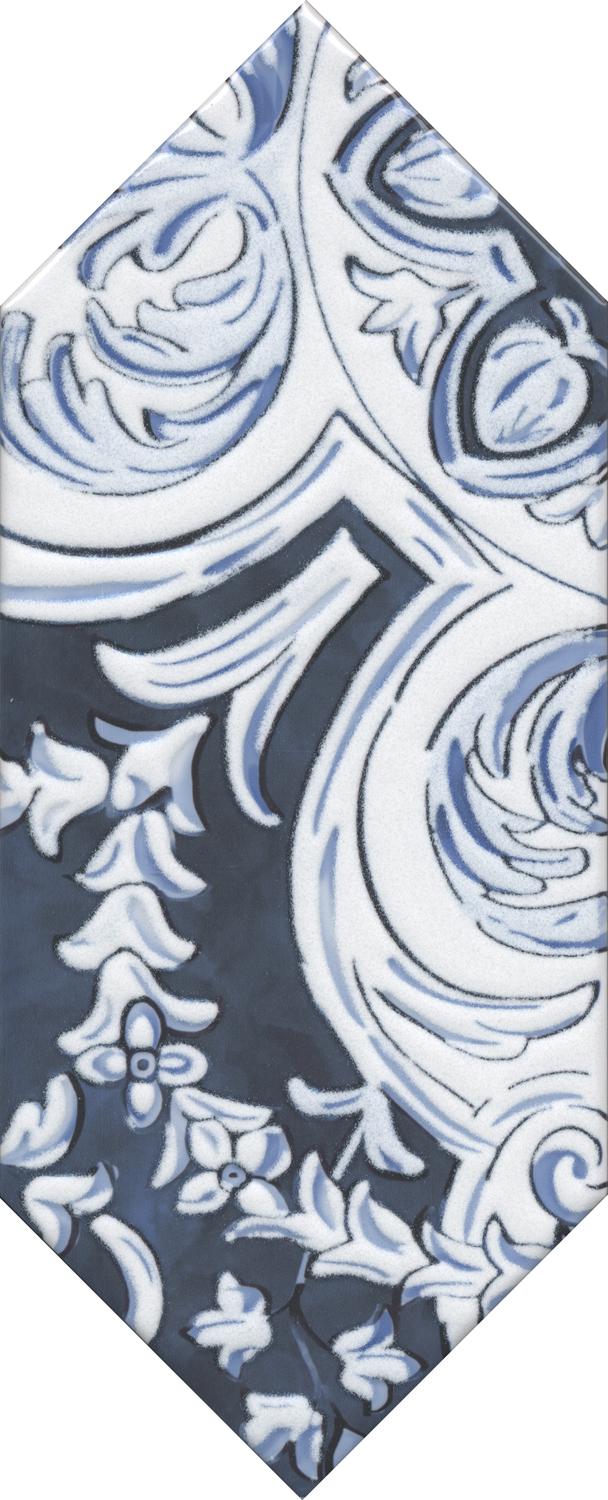 Декор Алмаш 3 синий глянцевый |14х34