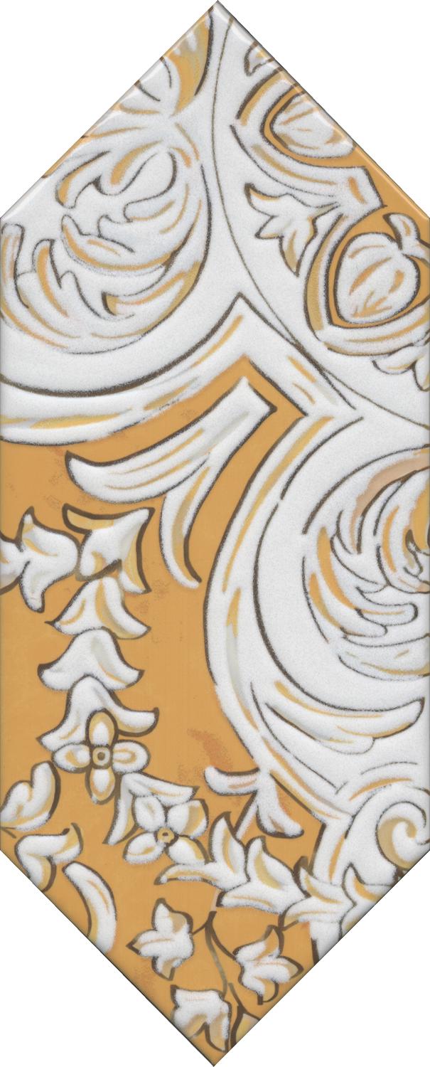 Декор Алмаш 3 жёлтый глянцевый |14х34