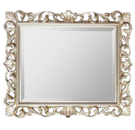 Зеркало прямоуг. в дерев. резной раме 94х74см (верт./гориз. монтаж), (цв. Argento anticato), крепёж в компл., Bristol ZZ